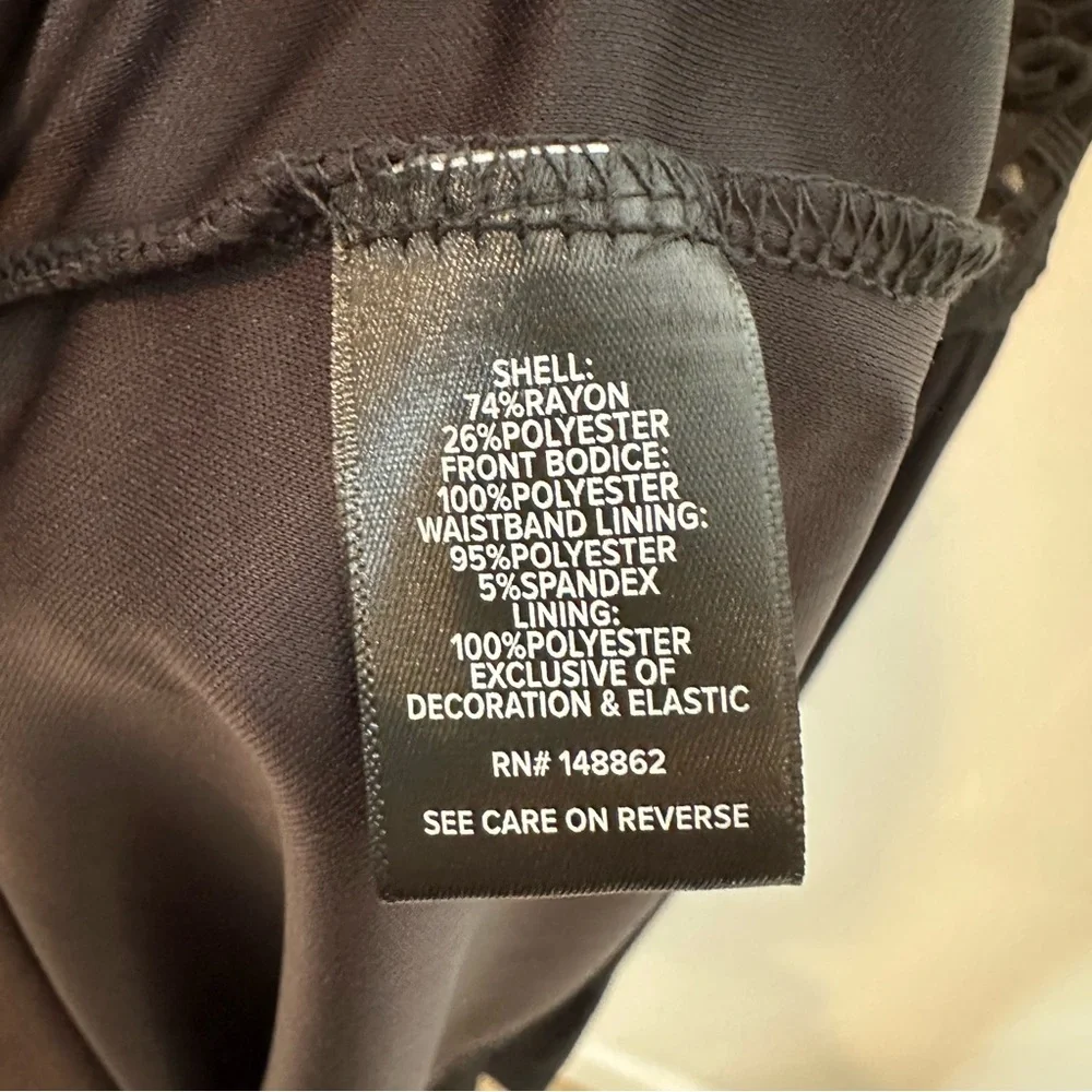 Torrid Midi Crinkle Gauze Lace Bodice Sleeveless Dress Deep Black Size 4 NWT - Picture 9 of 10